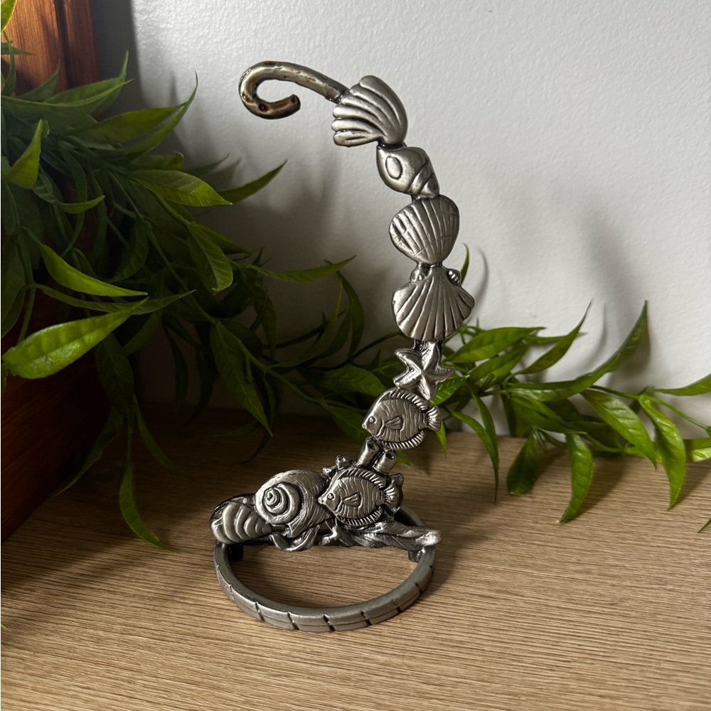 Silver Seashell and Fish Stand